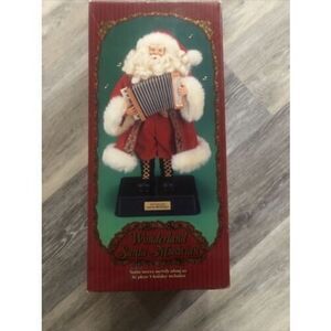 1999 Christmas Fantasy Wonderland Santa Musician Accordion Plays Music Animated